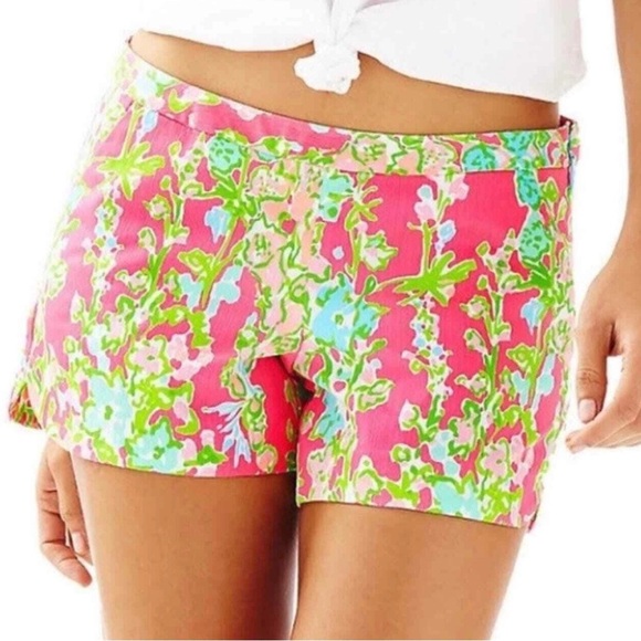 Lilly Pulitzer Adie Shorts Flamingo Pink Womens Size 2 Floral Beach Tropical - Picture 1 of 6